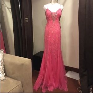 Pink mermaid low back with silver beadings